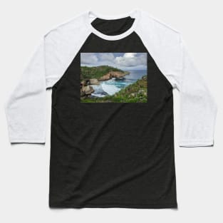 Wavy rock lagoon beach Midodaren on Java, Indonesia. Baseball T-Shirt